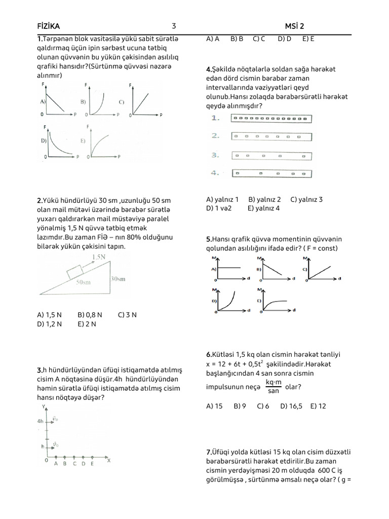 Fizika MHM MSİ2 | PDF
