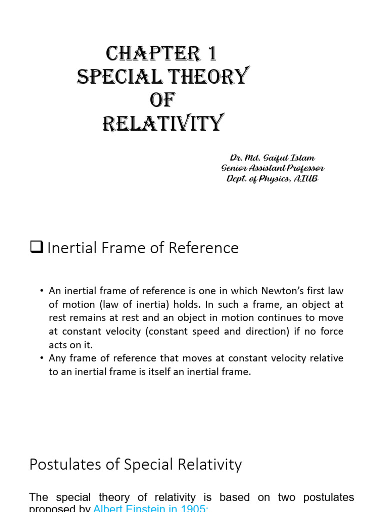 Special Relativity Concepts Explained | PDF | Special Relativity | Inertia