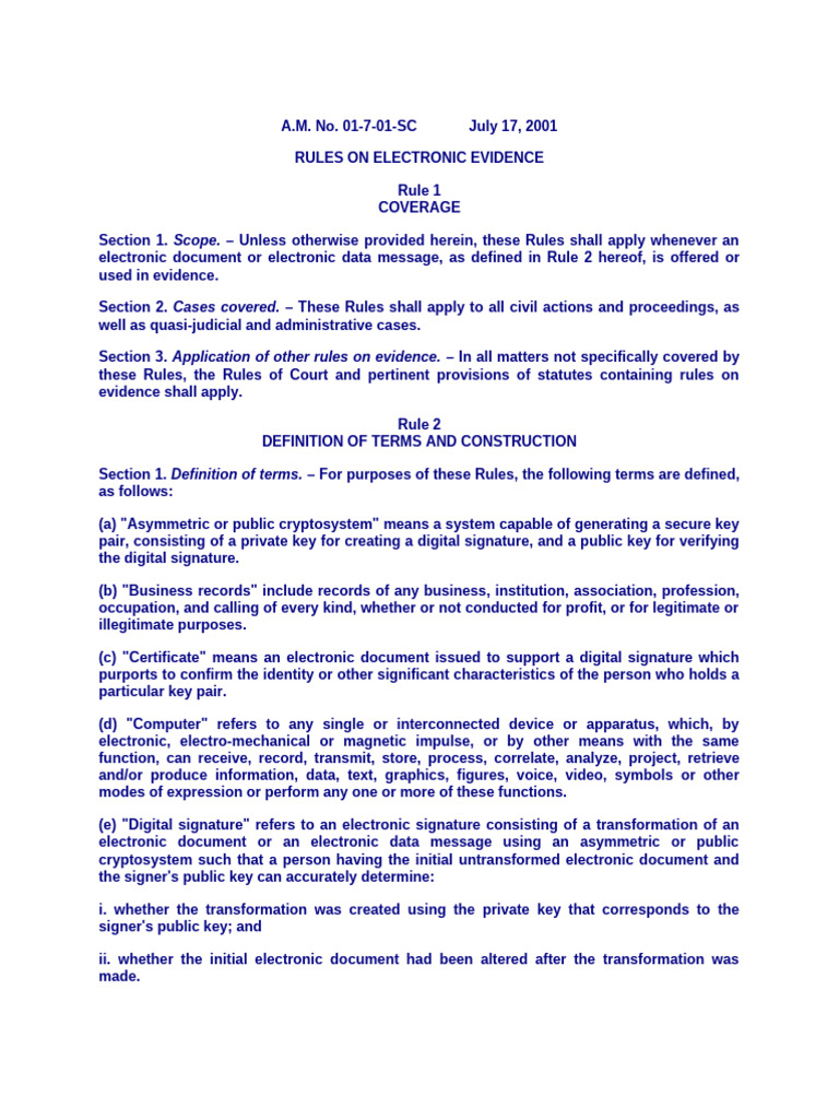 Rules on Electronic Evidence | PDF | Affidavit | Public Key Cryptography