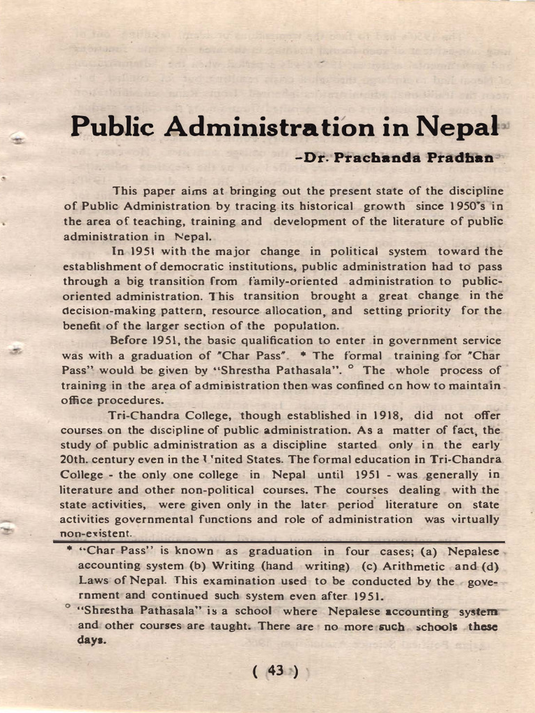 Evolution of Public Administration in Nepal | PDF | Nepal