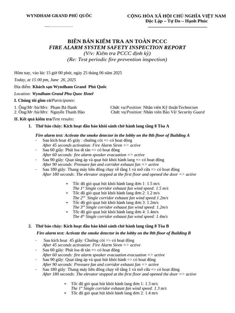 WHGPQ - Eng - Fire Alarm System Safety Inspection Report | PDF