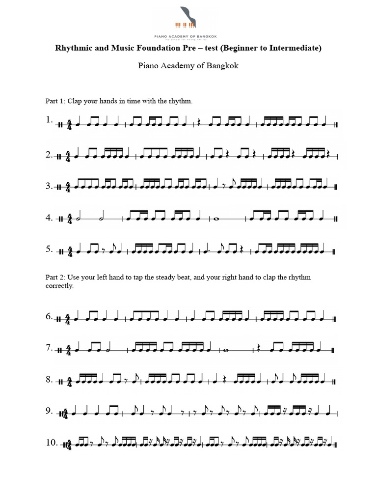 Rhythmic Foundation Pre-Test Guide | PDF