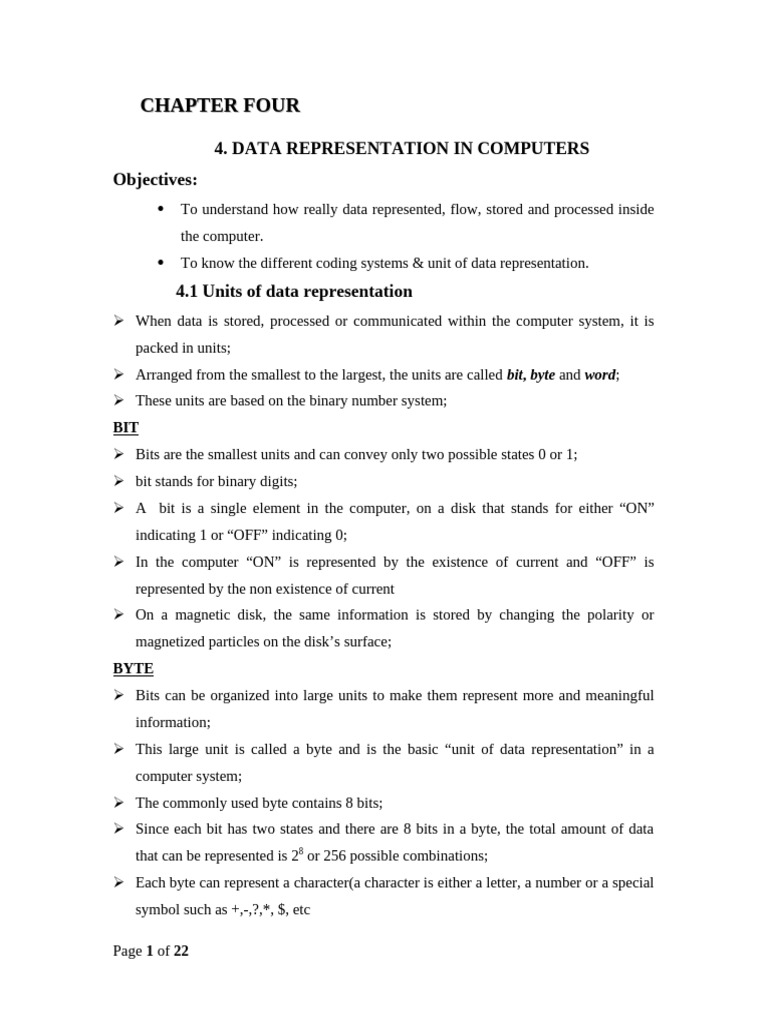 Data Representation in Computers | PDF | Byte | Bit