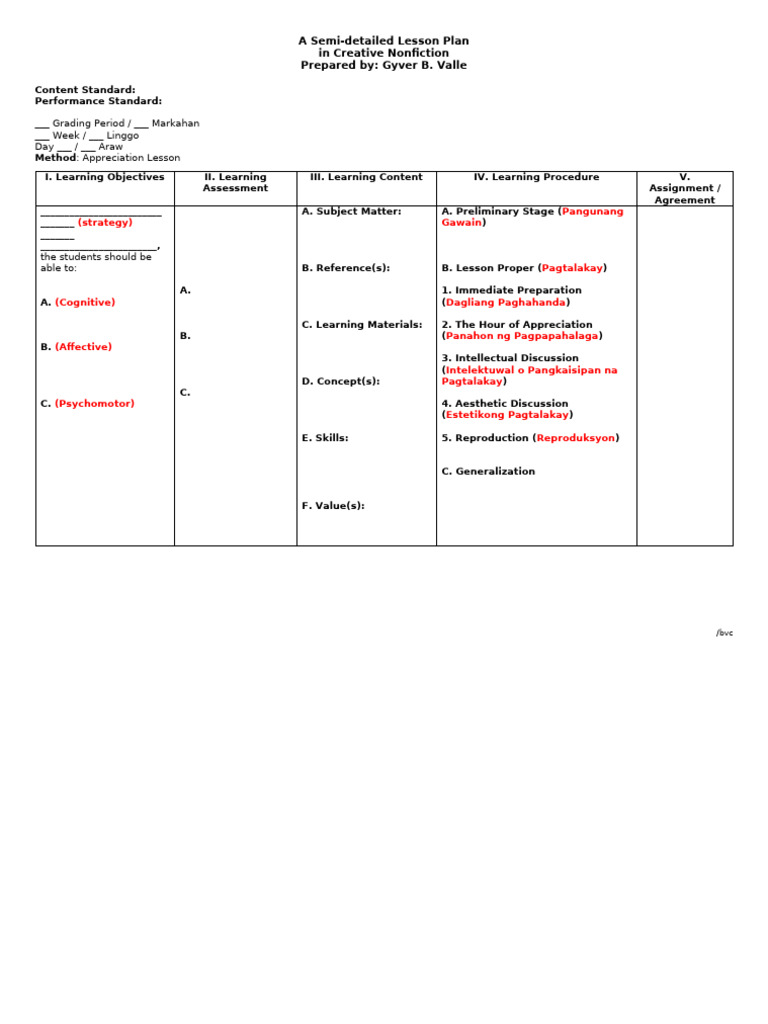 Appreciation Method in Nonfiction Lesson | PDF