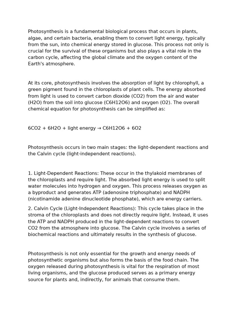 Understanding Photosynthesis Process | PDF | Photosynthesis | Chloroplast