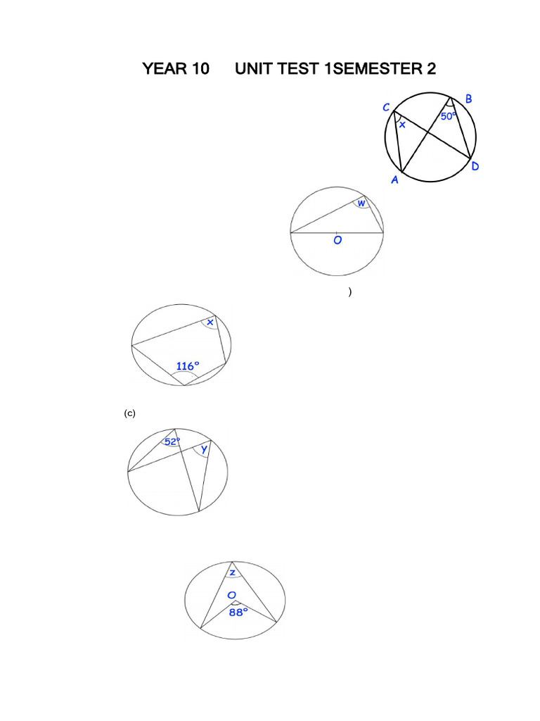 Year 10 Circle Geometry Test | PDF