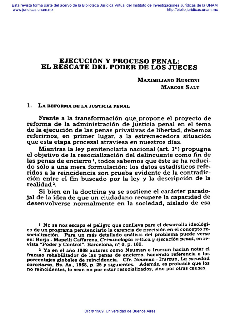Ejecucion y Proceso Penal El Rescate Del | PDF | Juez | Sentencia (ley)