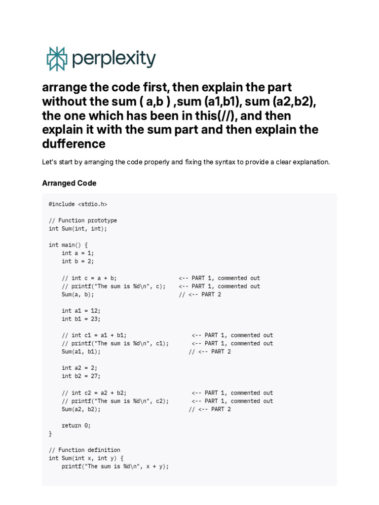 Arrange The Code First, Then Explain The Part With | PDF | Software ...