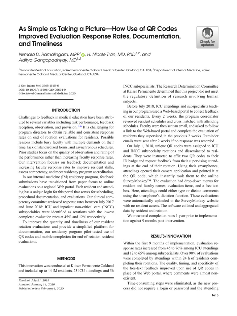 QR Codes Boost Evaluation Response Rates | PDF | Medicine | Health Care