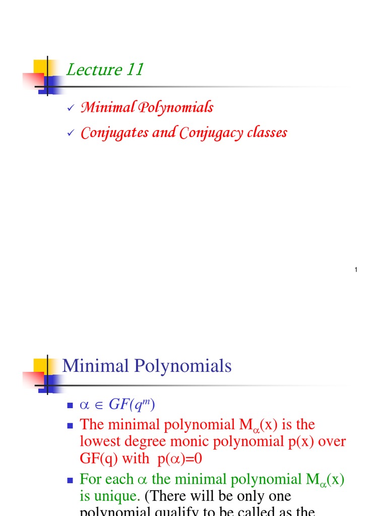 Minimal Polynomials in GF(q) | PDF