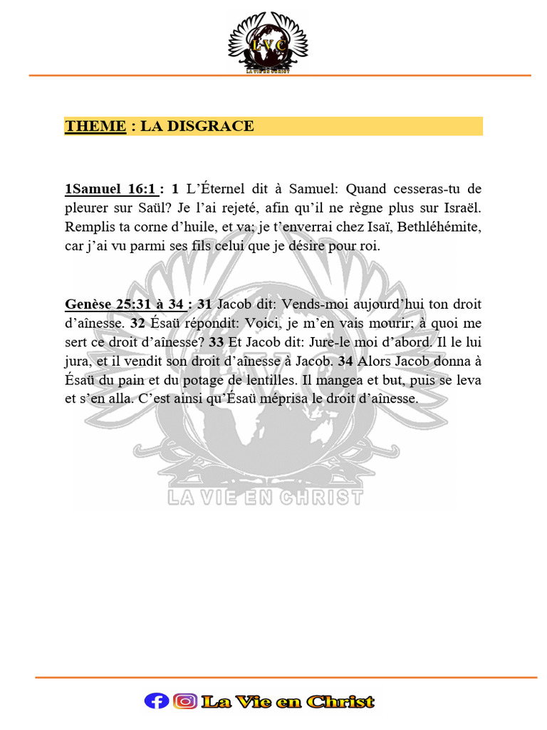 La Disgrâce et le Droit d'Aînesse | PDF