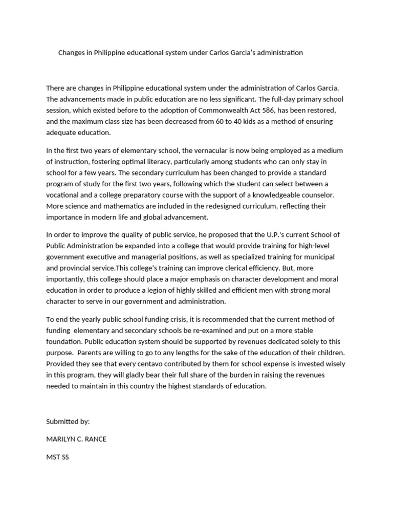 Changes in Philippine Educational System | PDF