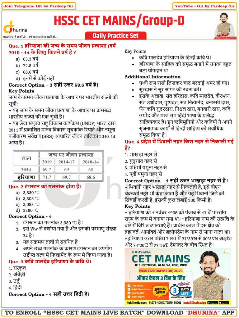 Haryana GK Practice Set-2 | PDF