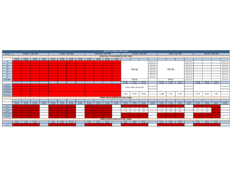 Time Table 31 March to 5 Apr | PDF