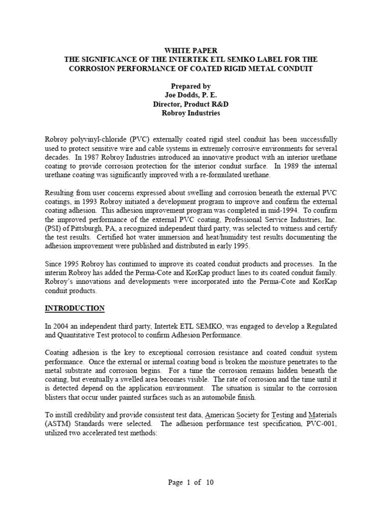 ETL Testing for Coated Conduit Performance | PDF | Corrosion | Pipe ...