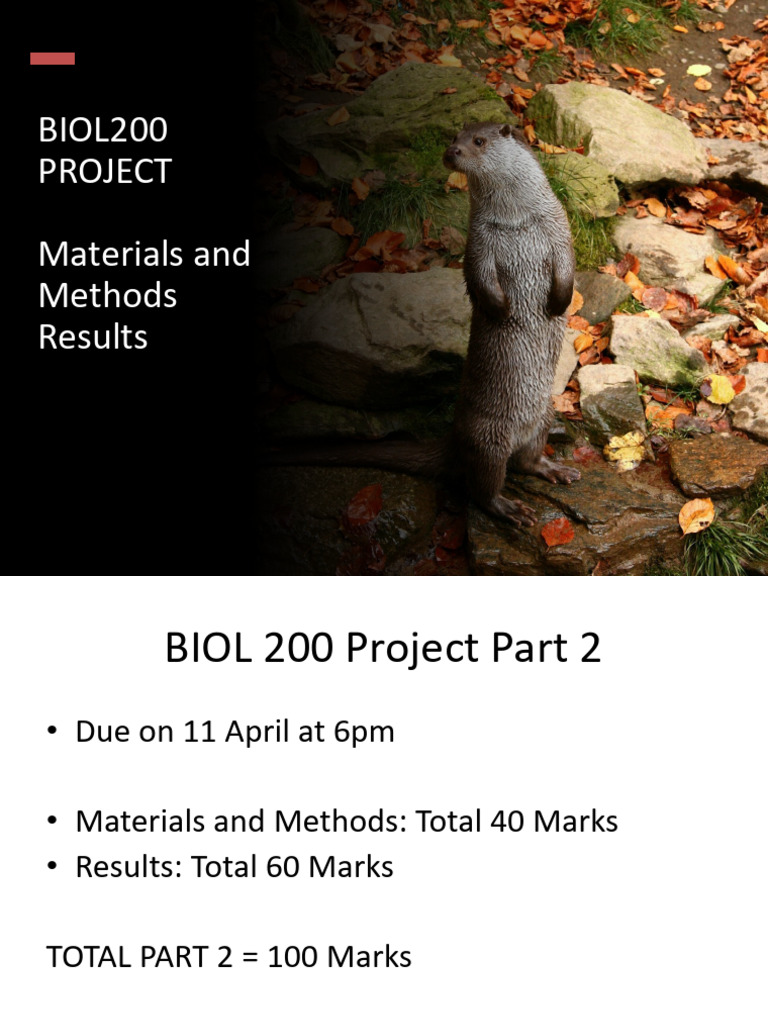BIOL 200 Project Part 2 Materials and Methods and Results | PDF ...