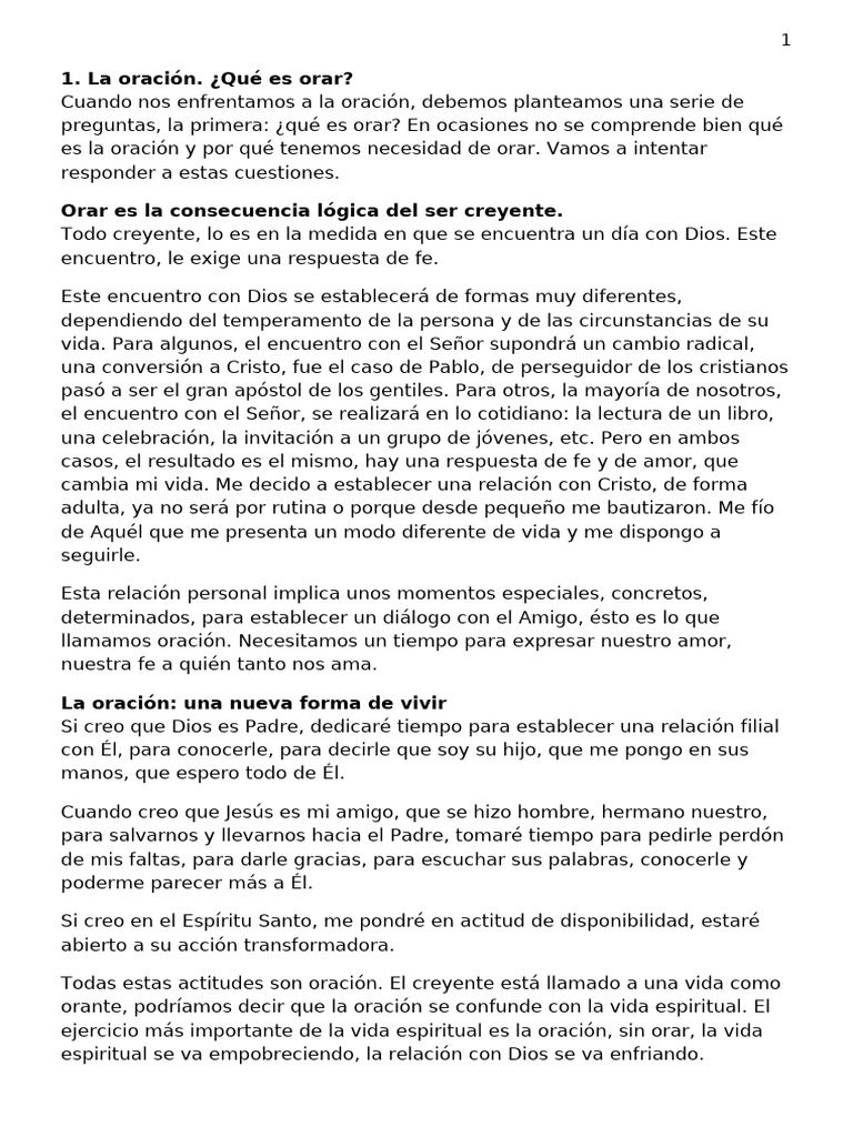 La Importancia de la Oración en la Fe | PDF | Oración | Jesús