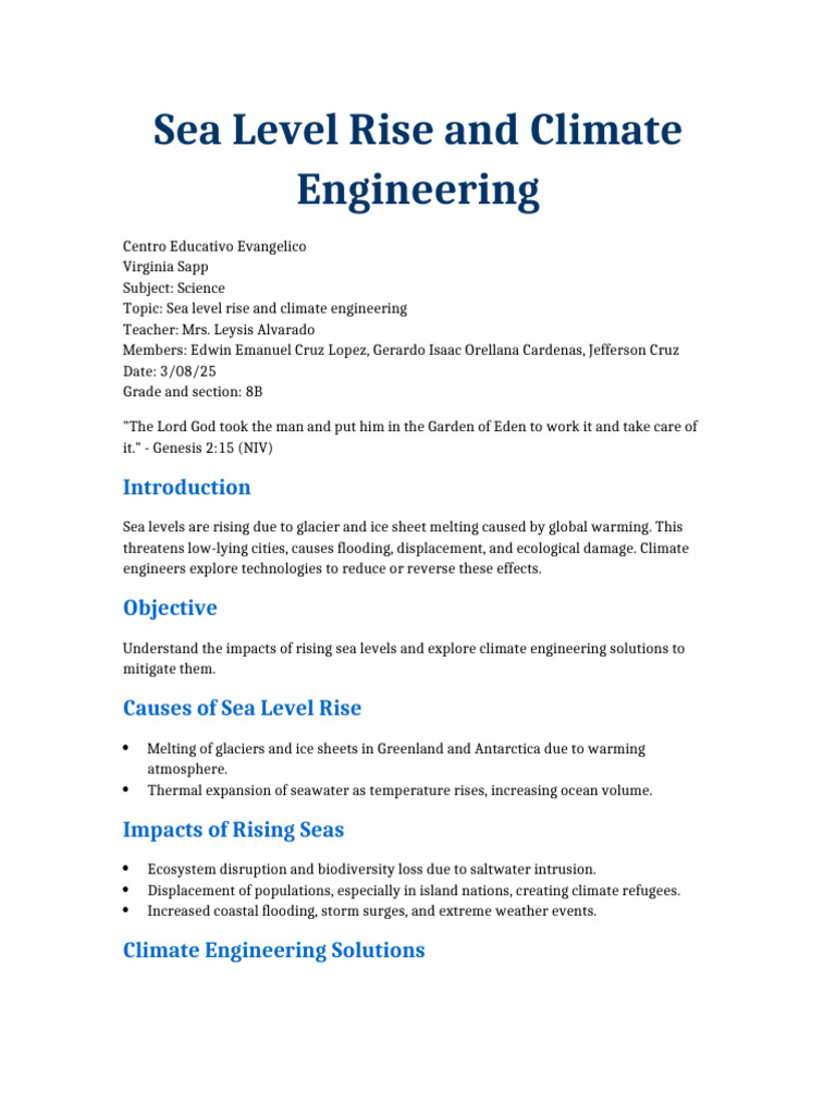 Sea Level Rise: Impacts & Solutions | PDF