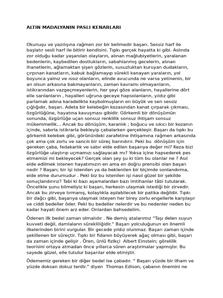 Altin Madalyanin Pasli Kenarlari | PDF