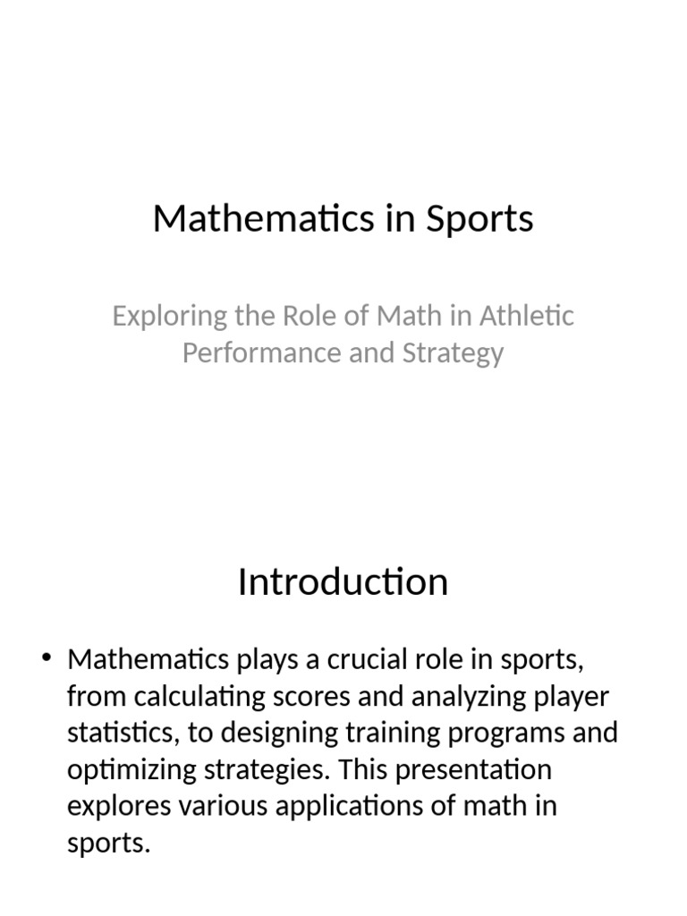 Math Applications in Sports Performance | PDF