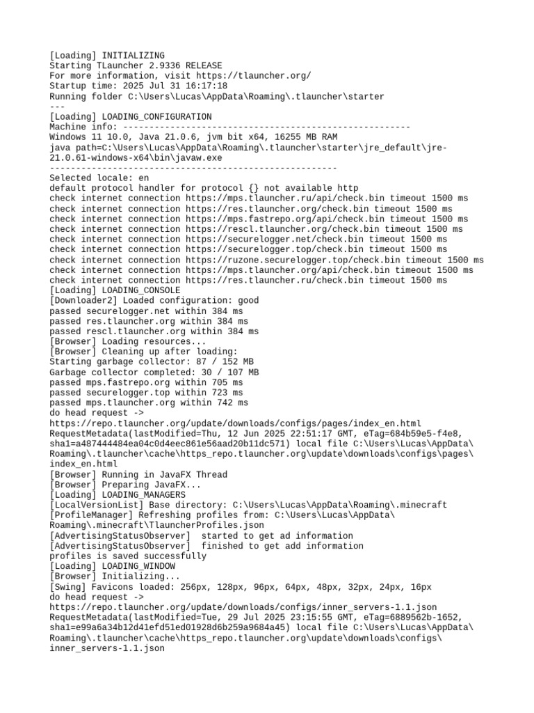 TLauncher 2.9336 Initialization Log | PDF | Java (Programming Language ...