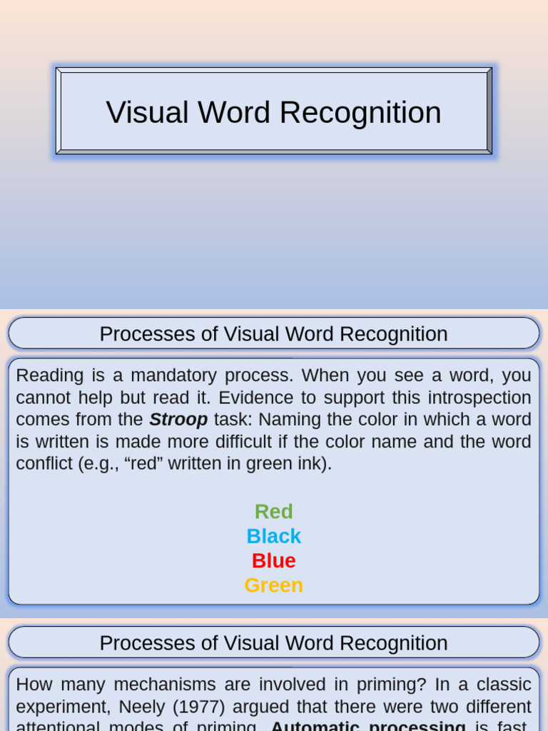 8 - Visual Word Recognition | PDF | Priming (Psychology) | Human ...