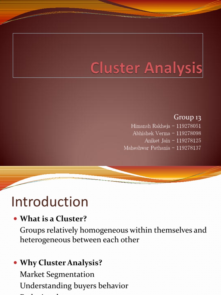 Cluster Analysis for Market Segmentation | PDF | Computers