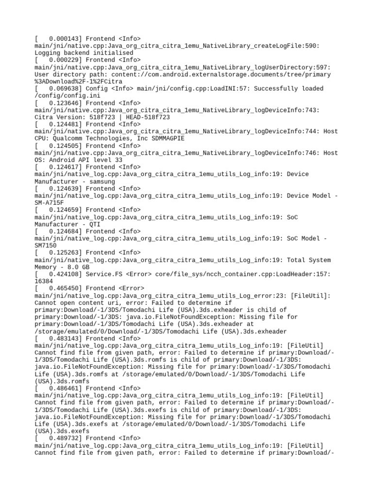 Citra Log File Errors and Info | PDF | Computing | Computer Architecture