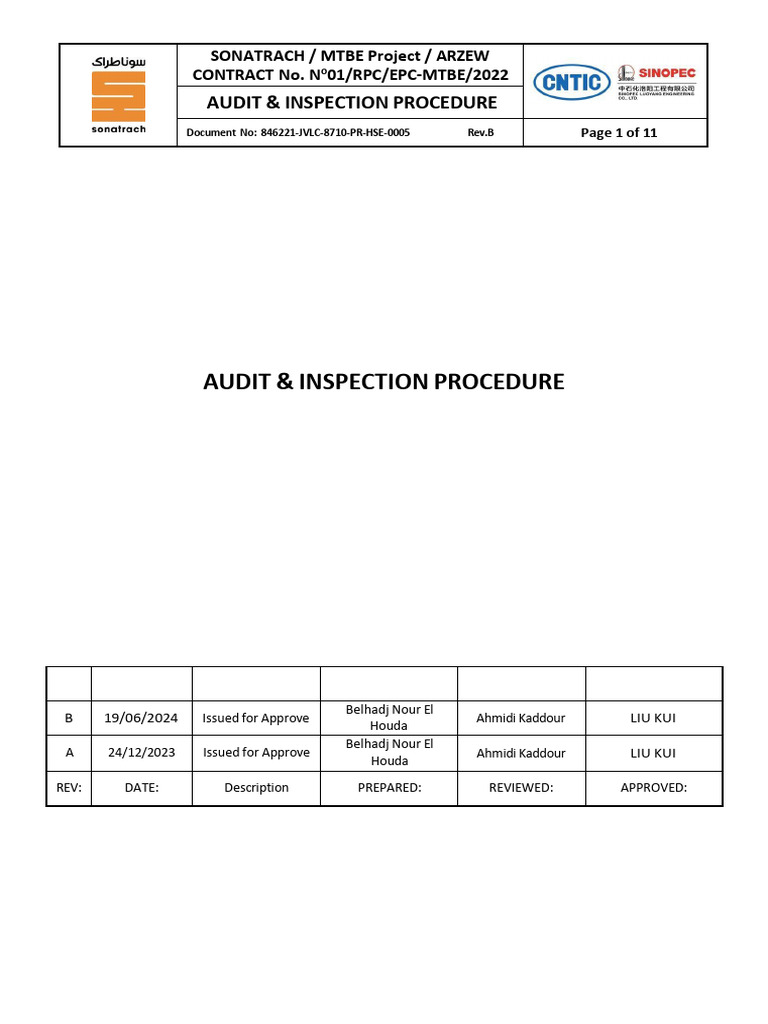 MTBE Project Audit & Inspection Guide | PDF | Audit | Occupational ...
