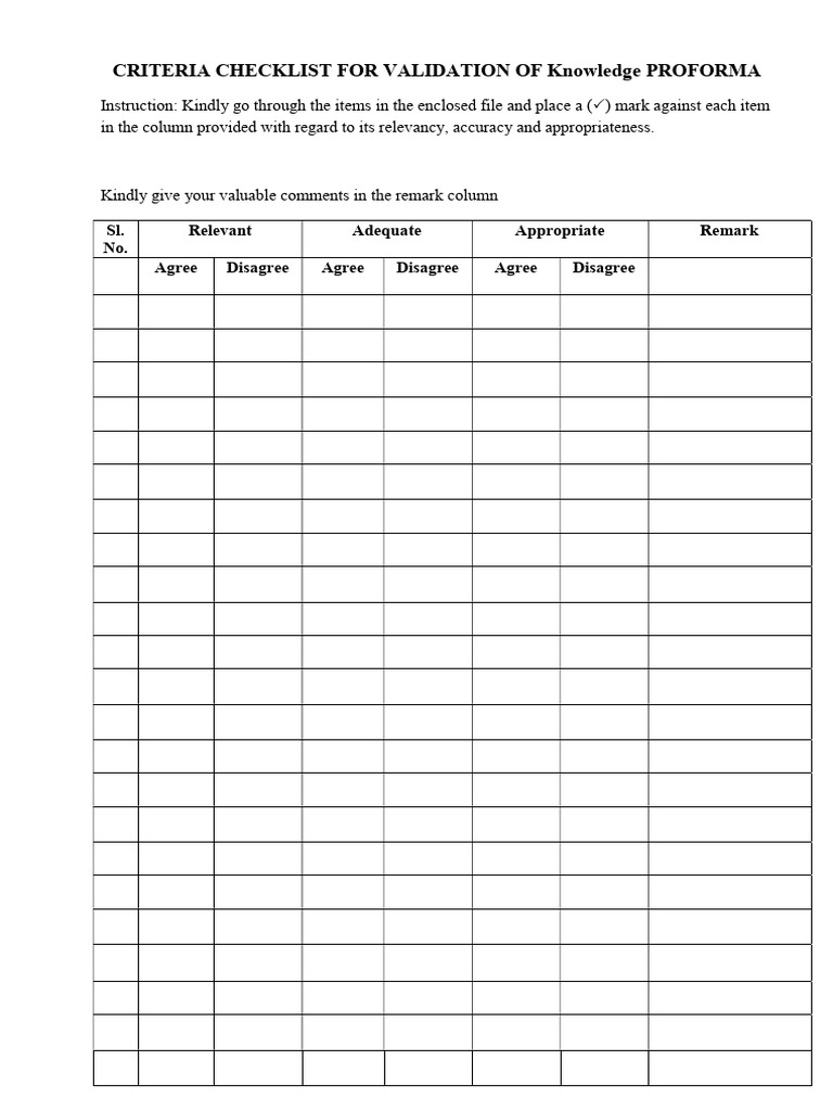 Knowledge Proforma Validation Checklist | PDF