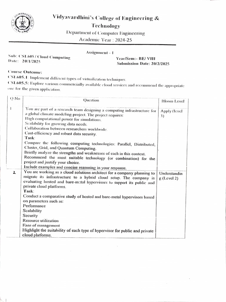 Cloud Computing Assignment Sem 8 Vartak | PDF