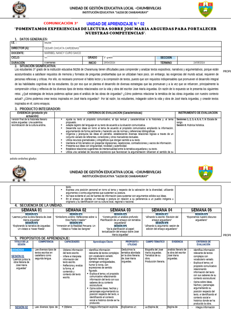 Unidad de Aprendizaje #02 - Com - 3ro - Jma | PDF | Ensayos | Cómics