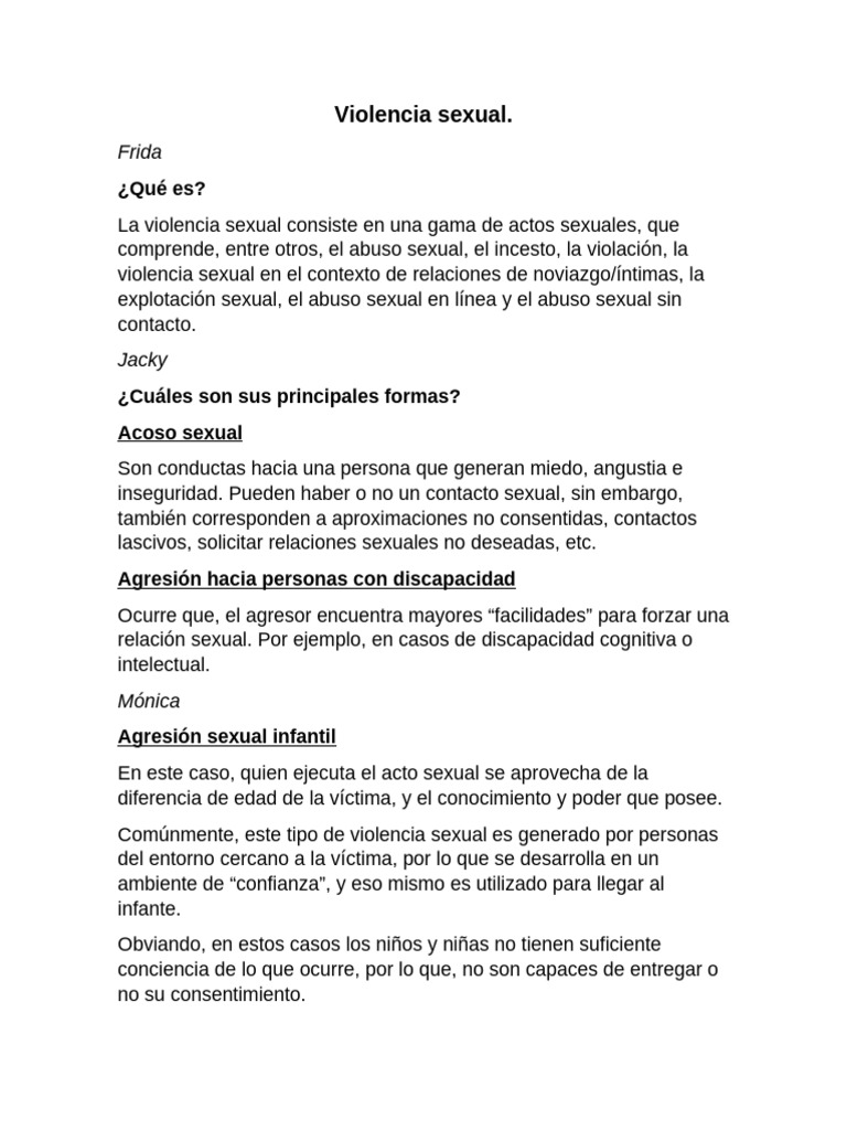 Tipos y prevención de violencia sexual | PDF | Violencia | Abuso sexual