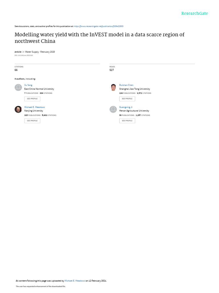 InVEST Model for Water Yield in China | PDF | Drainage Basin | Water