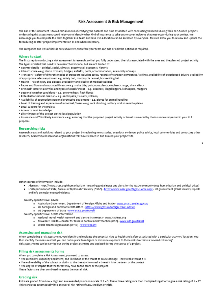 Risk Assessment & Management Guidelines | PDF | Risk | Risk Assessment