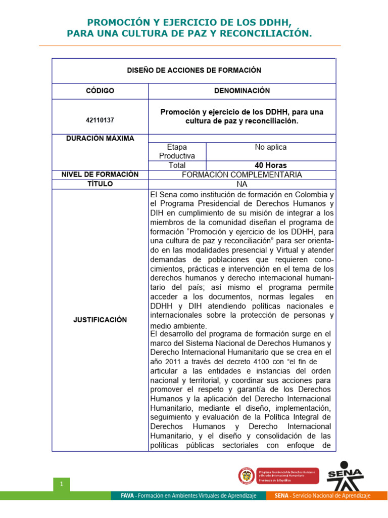 Formación en DDHH y Cultura de Paz | PDF | Derechos humanos | Ley ...