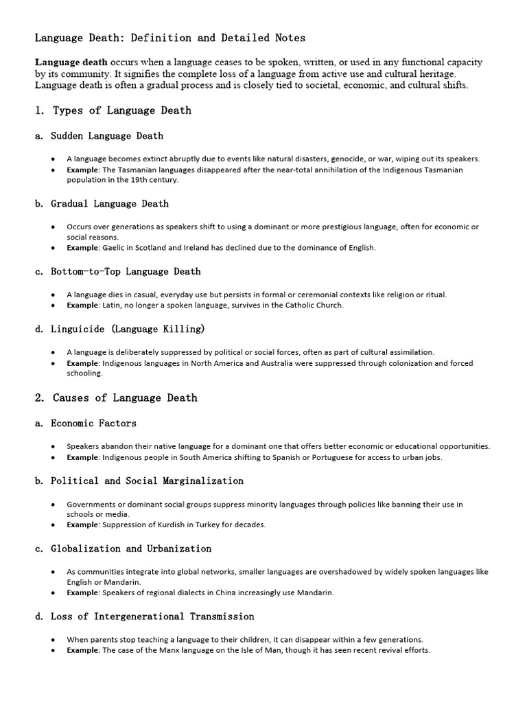 Langauge Death | PDF | Cultural Globalization | Linguistics