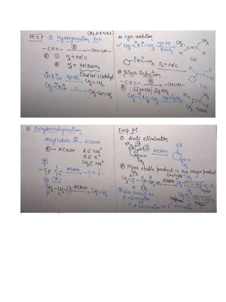 Alkenes SHORT NOTES | PDF