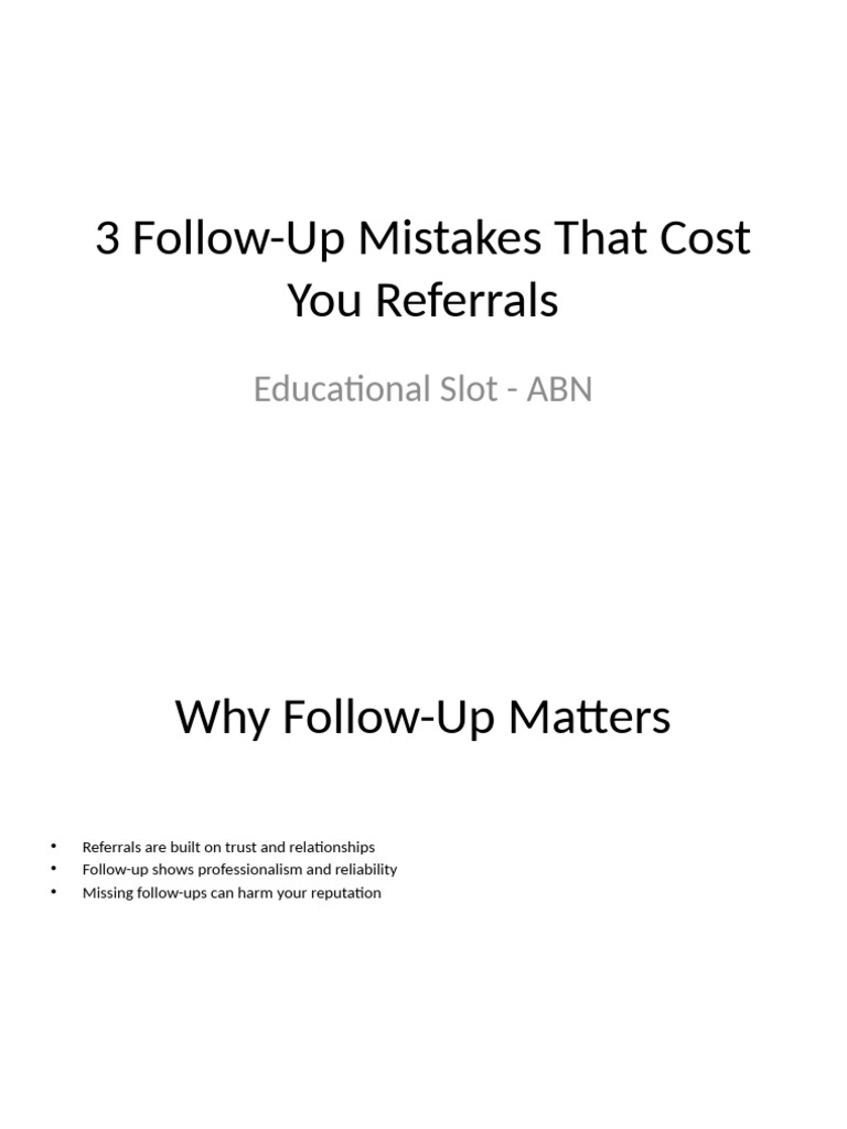 3 Followup Mistakes ABN | PDF