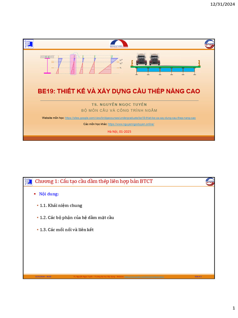 BE19 - Ch.01 - Cấu Tạo Cầu Dầm Thép Liên Hợp Bản BTCT | PDF