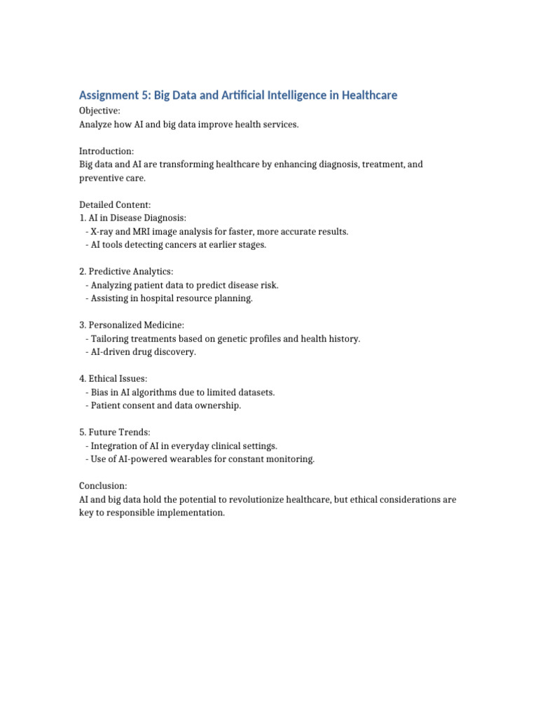 Assignment 5 Big Data and Artificial Intelligence in Healthcare ...