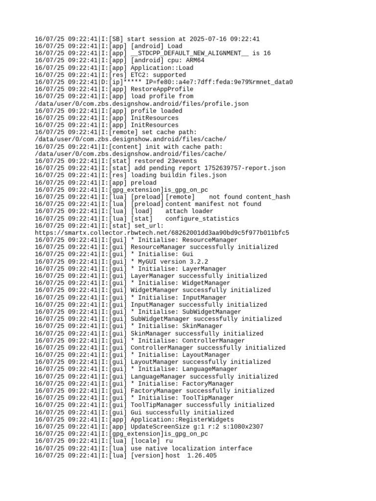 App Initialization Log for Android | PDF | Graphical User Interfaces ...