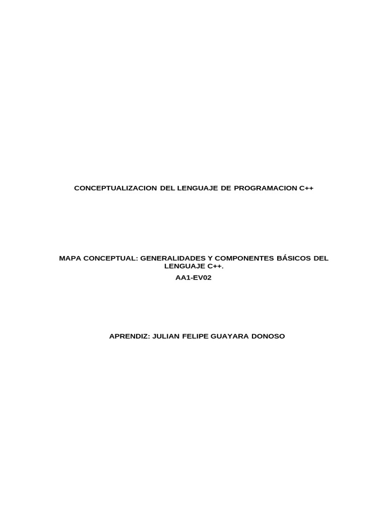 AA1. GENERALIDADES Y COMPONENTES BÁSICOS DEL LENGUAJE C++ | PDF ...