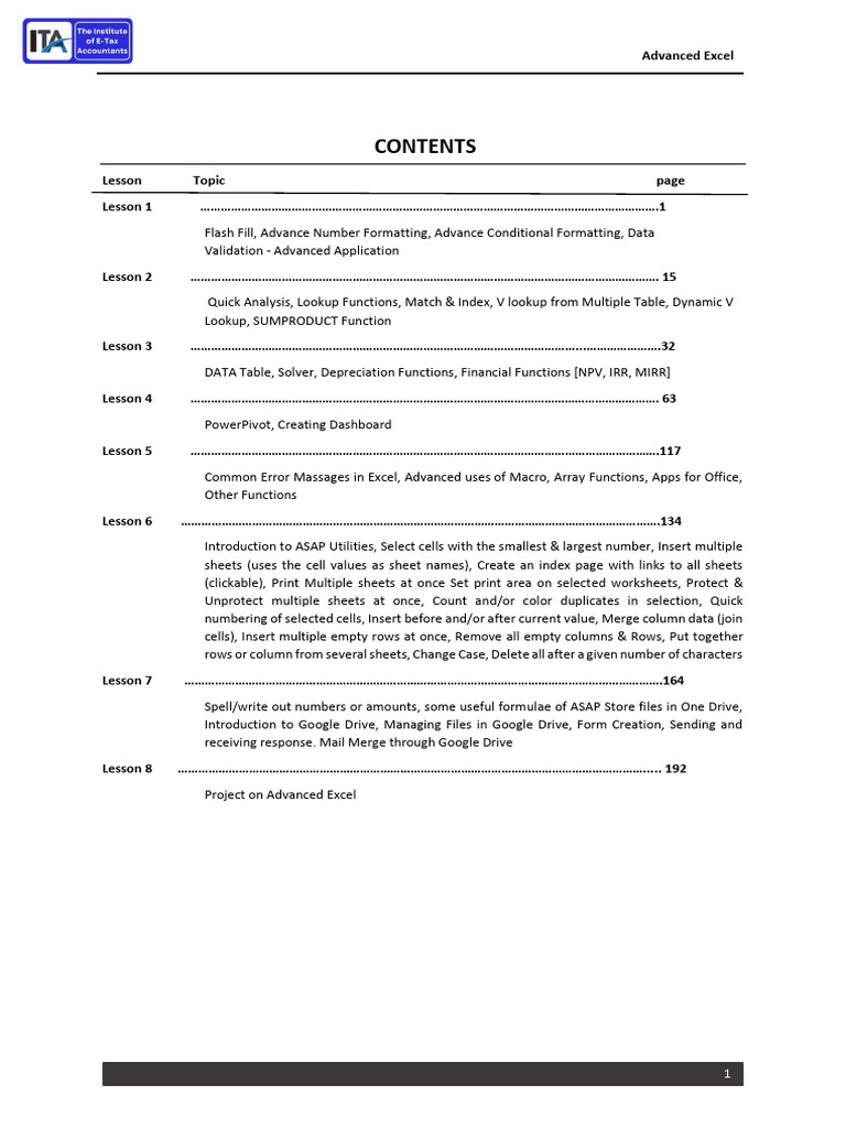 Advanced Excel Techniques Guide | PDF | Microsoft Excel | Workweek And ...