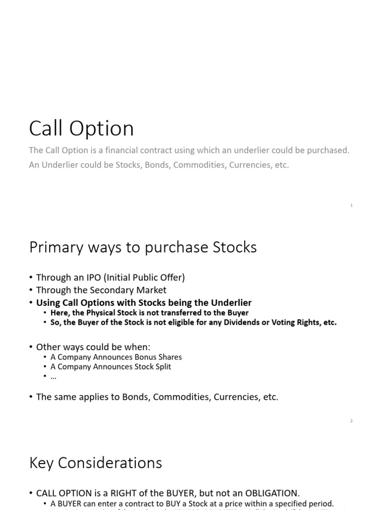 Understanding Call Options: Key Insights | PDF | Option (Finance) | Stocks