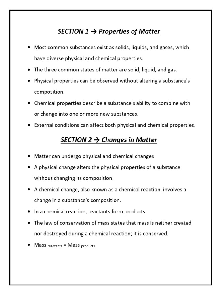 Properties and Changes of Matter | PDF