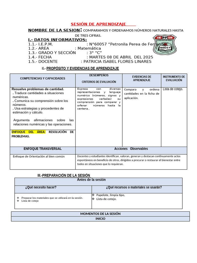 SESIÓN DE APRENDIZAJE MAT 08.04.25 | PDF | Aprendizaje | Ciencia cognitiva