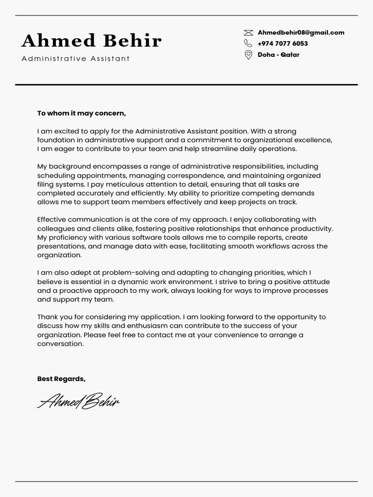 Administrative Assistant Application | PDF
