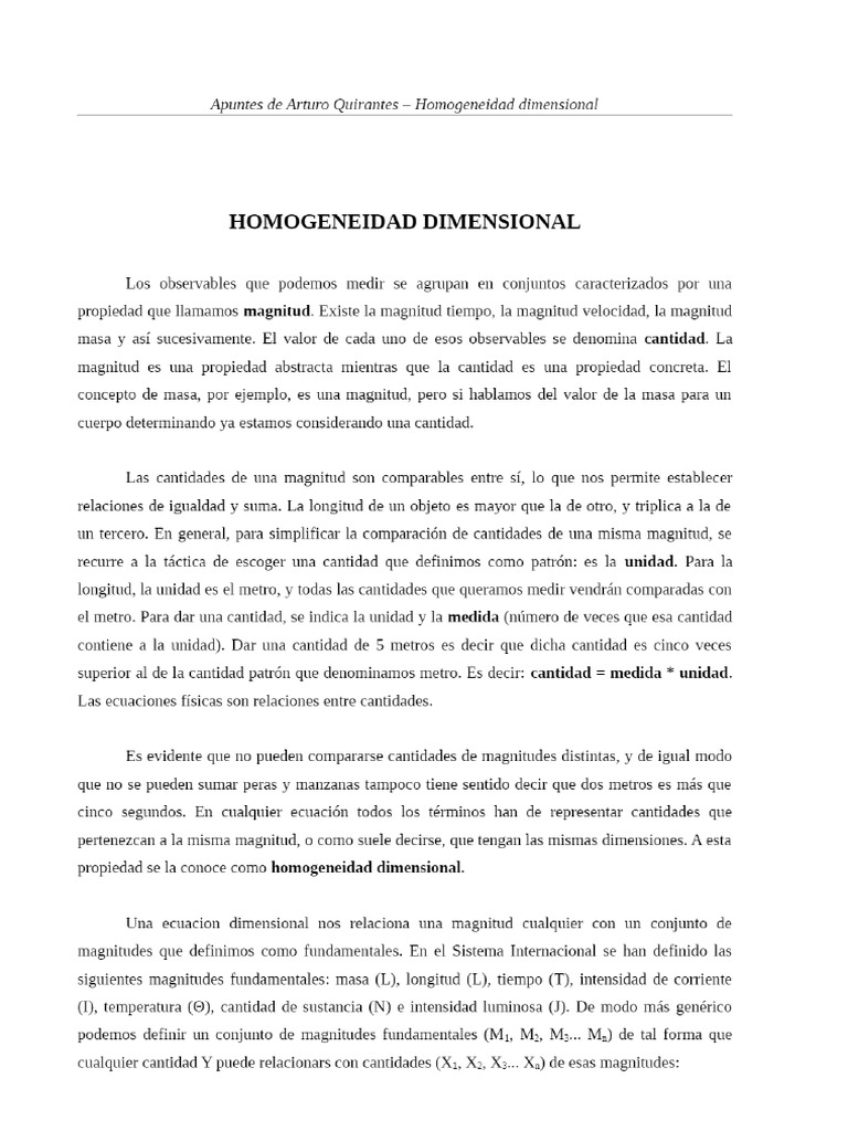 Homogeneidad Dimensional | PDF