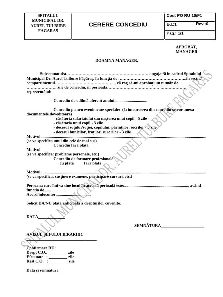 A1 Cerere de Concediu | PDF